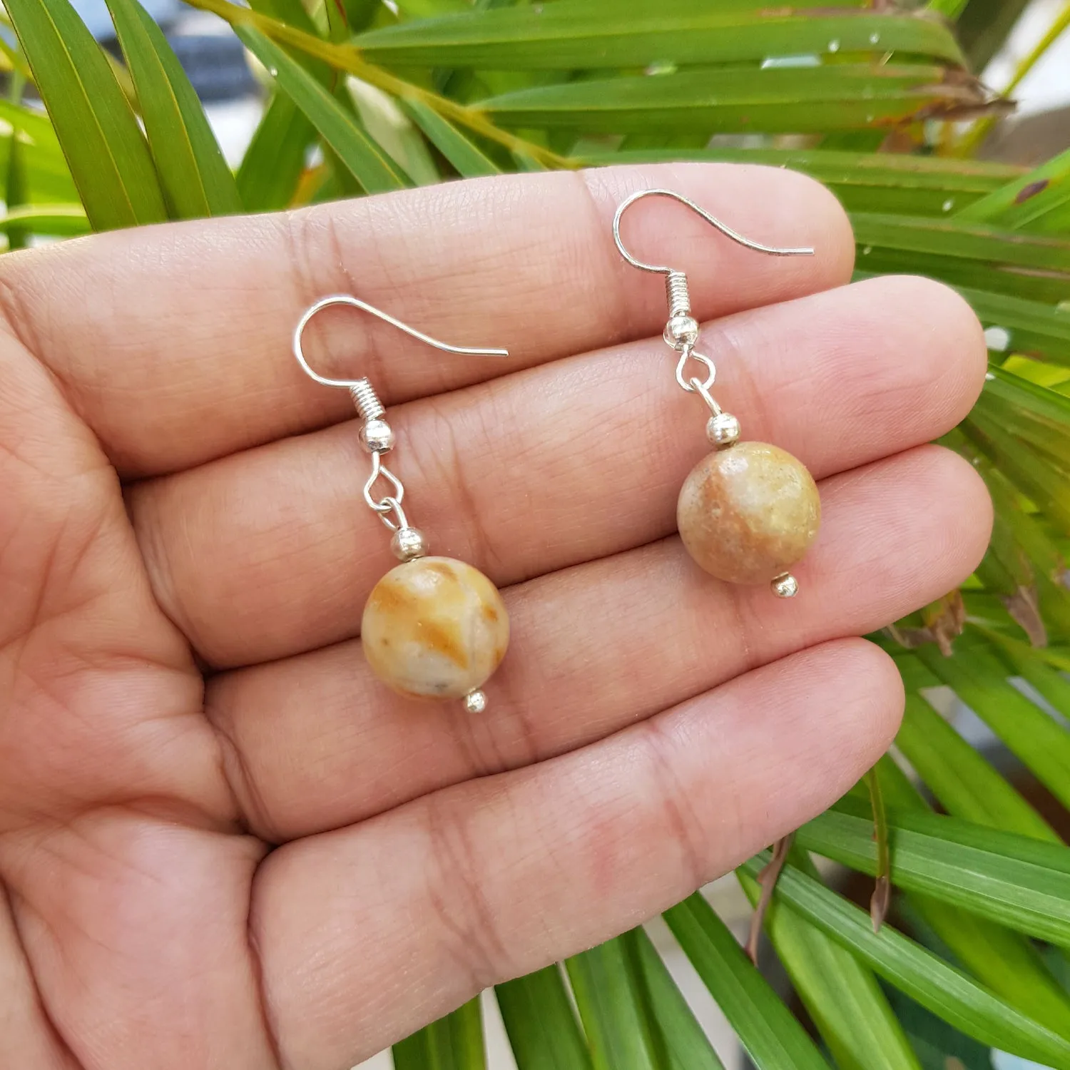 Imeora  Yellow Jasper 12mm Natural Stone Earrings