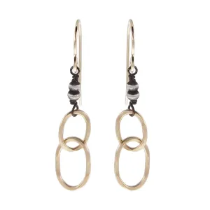 J & I Hammered Linked Golden Oval Hoops Earrings