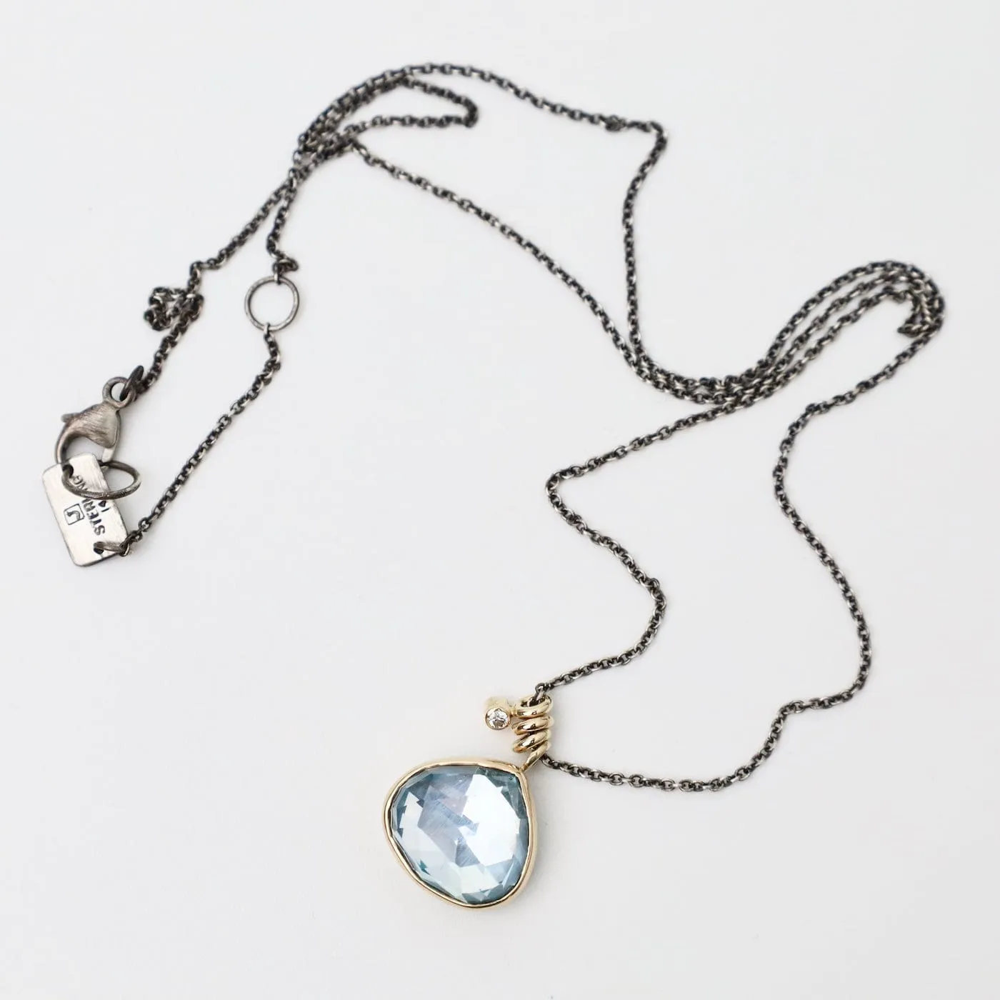 Jamie Joseph Small Lotus Rose Cut Sky Blue Topaz Necklace