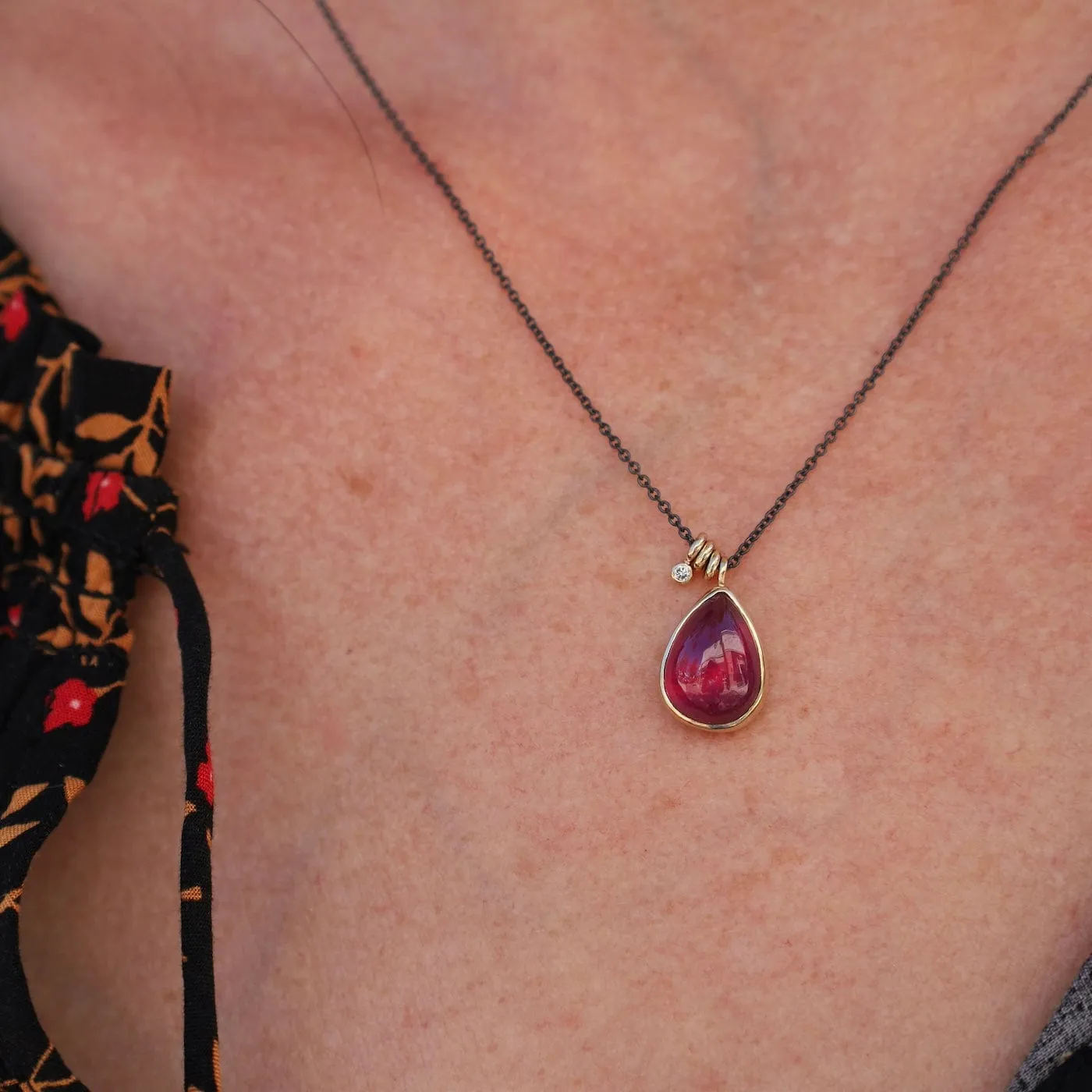 Jamie Joseph Teardrop Smooth African Ruby Necklace