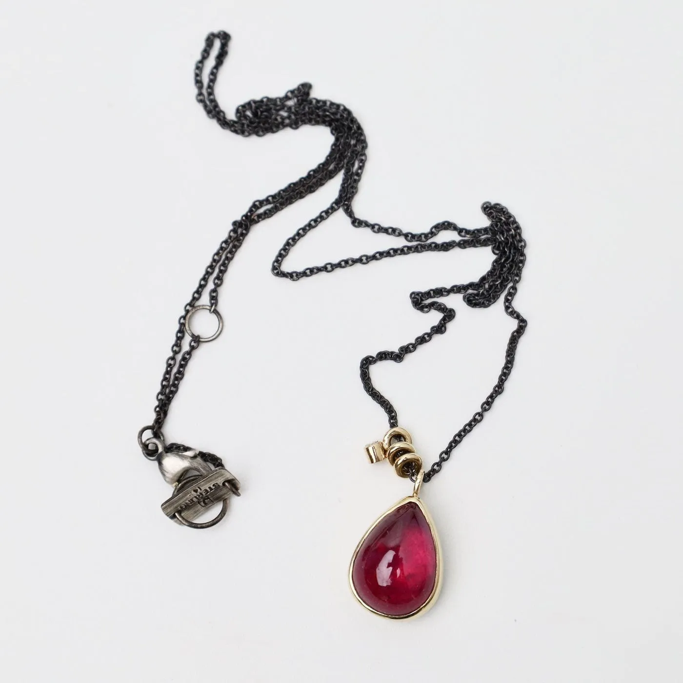 Jamie Joseph Teardrop Smooth African Ruby Necklace