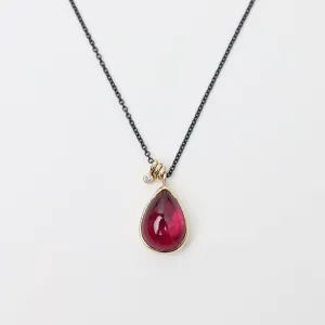 Jamie Joseph Teardrop Smooth African Ruby Necklace