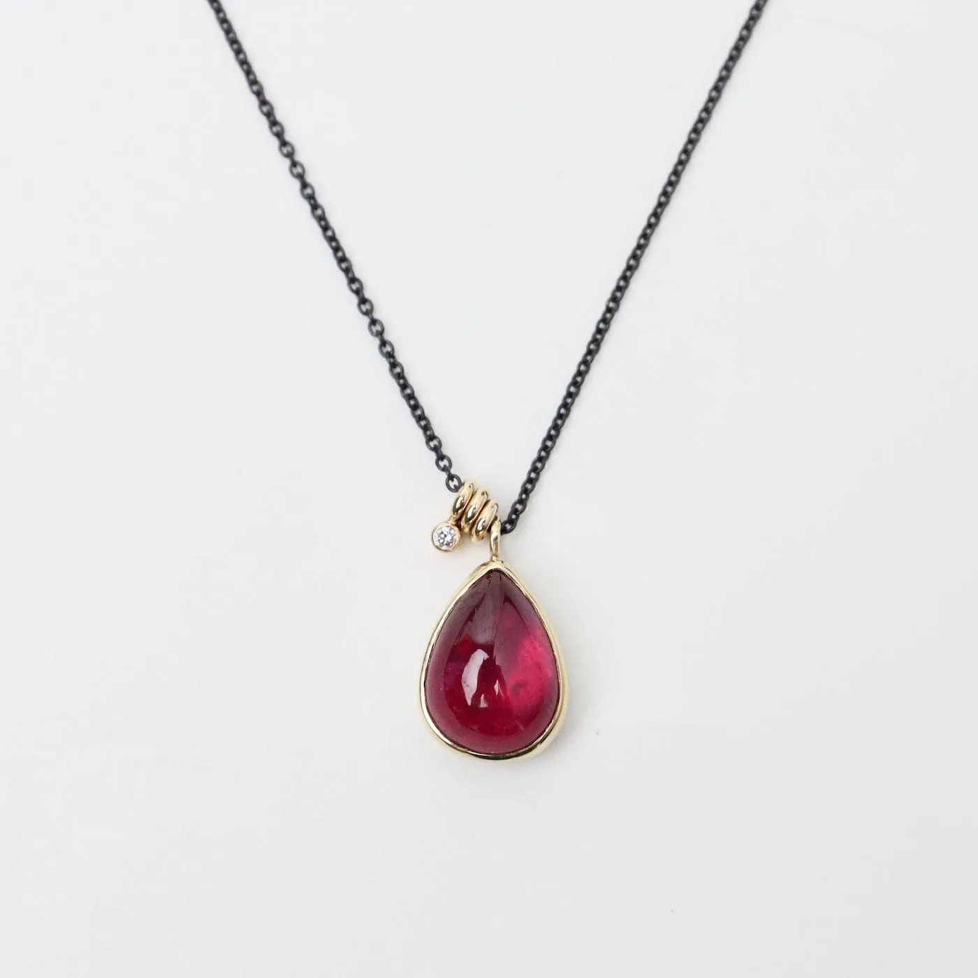 Jamie Joseph Teardrop Smooth African Ruby Necklace