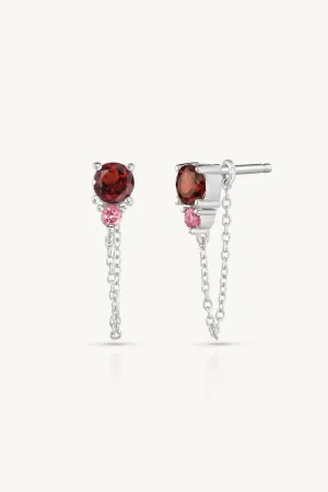 January Ombre Garnet Birthstone Silver Stud