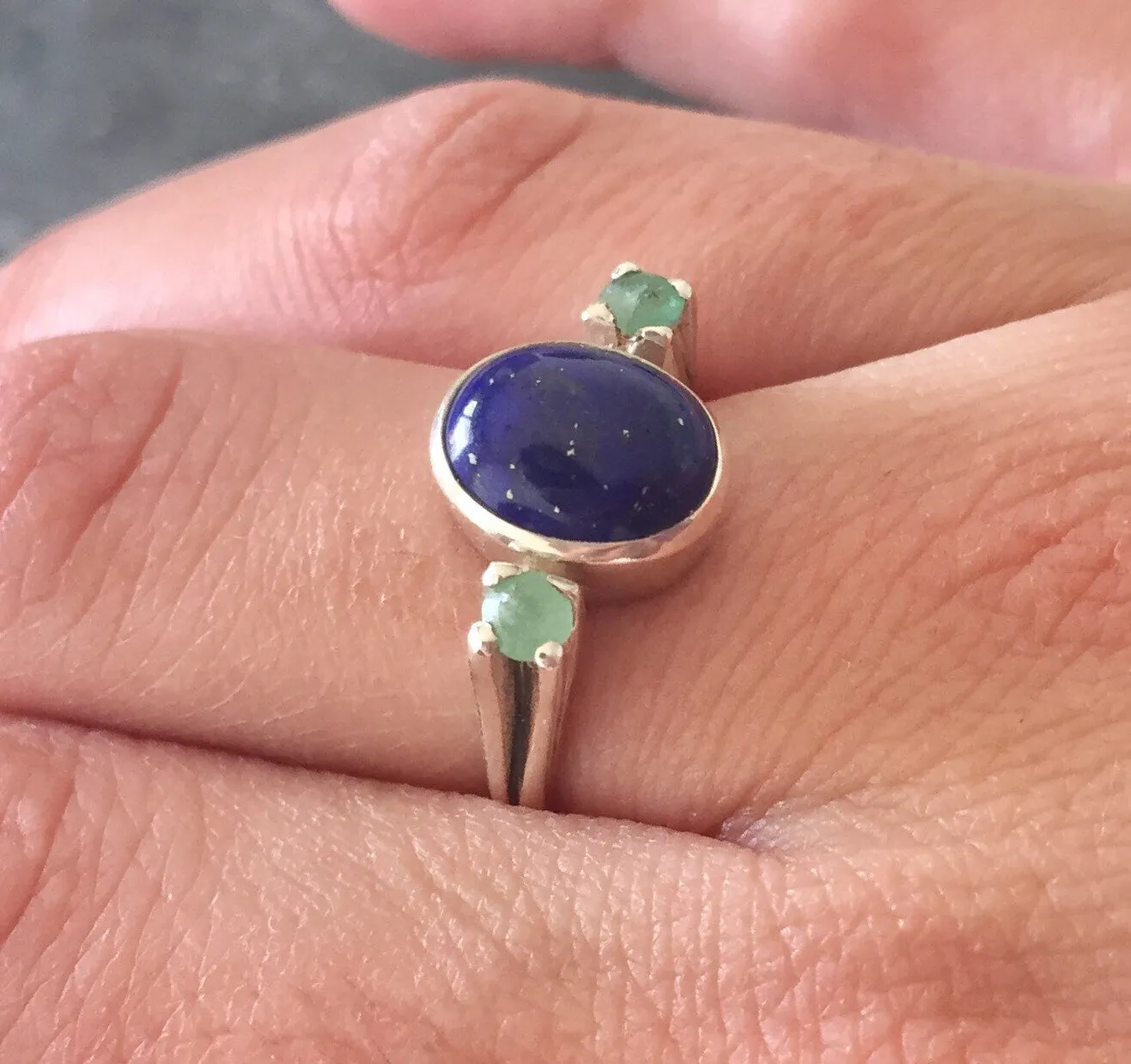 Lapis Lazuli Ring - Blue Vintage Ring - Oval Lapis Ring