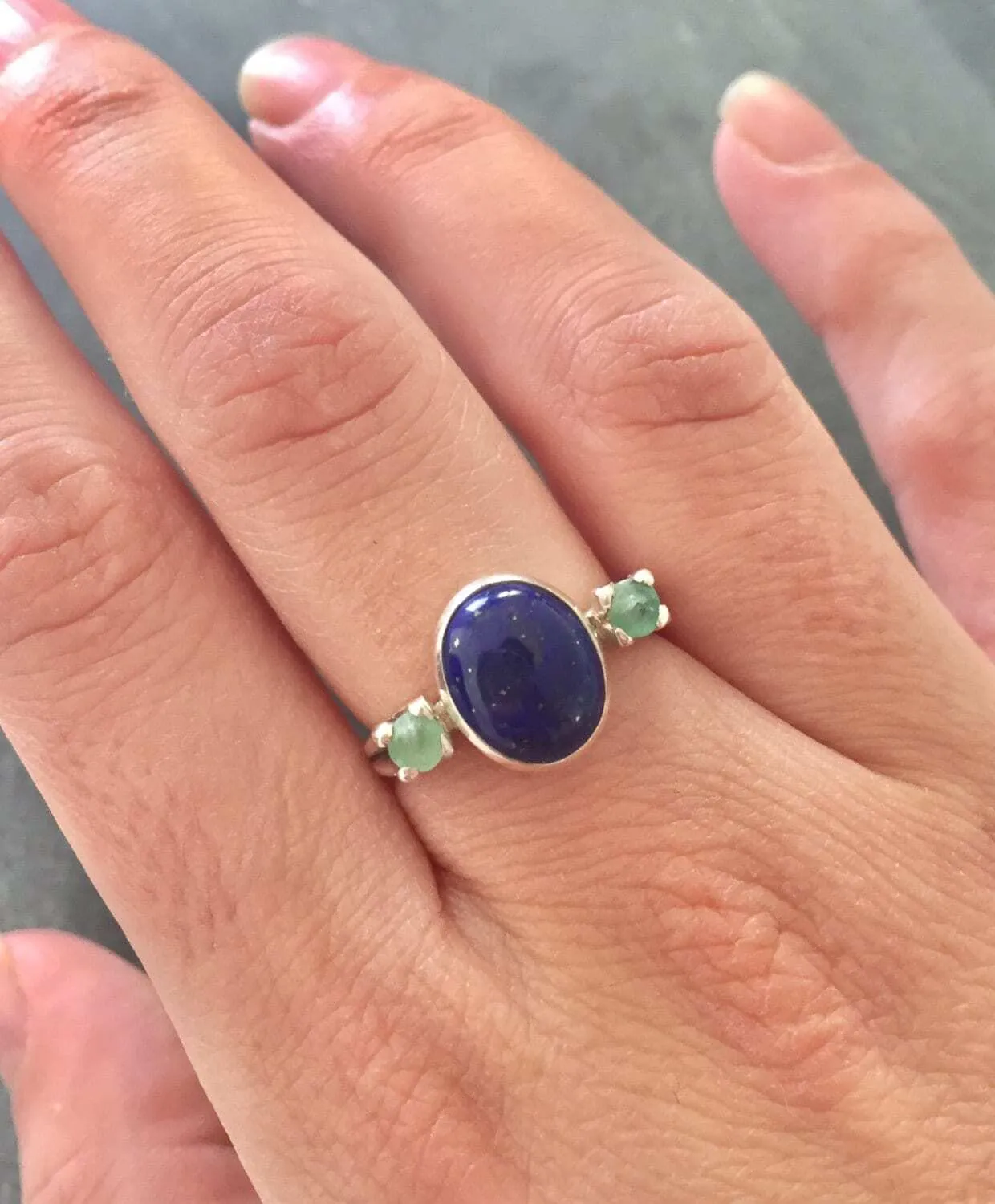 Lapis Lazuli Ring - Blue Vintage Ring - Oval Lapis Ring