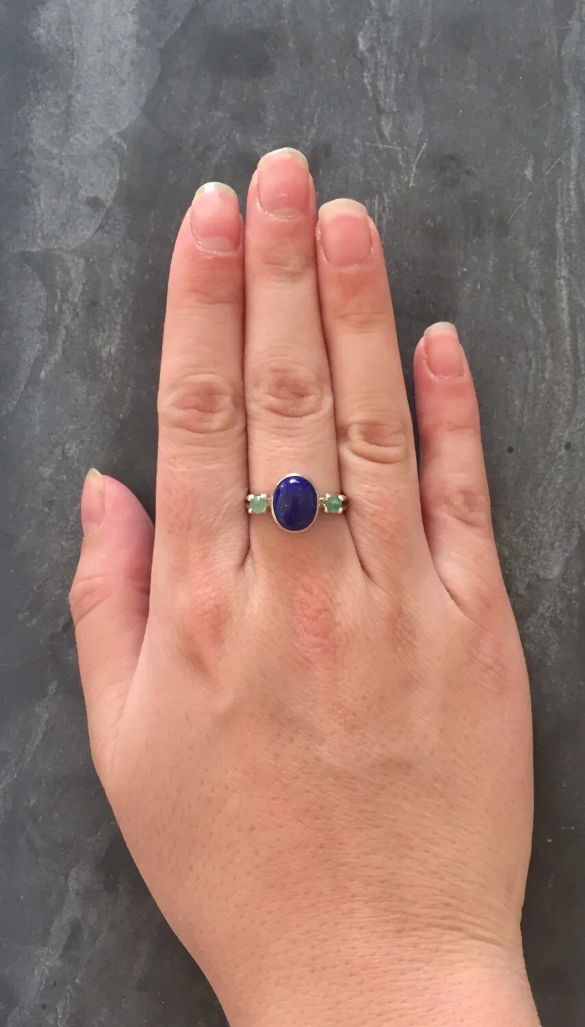 Lapis Lazuli Ring - Blue Vintage Ring - Oval Lapis Ring