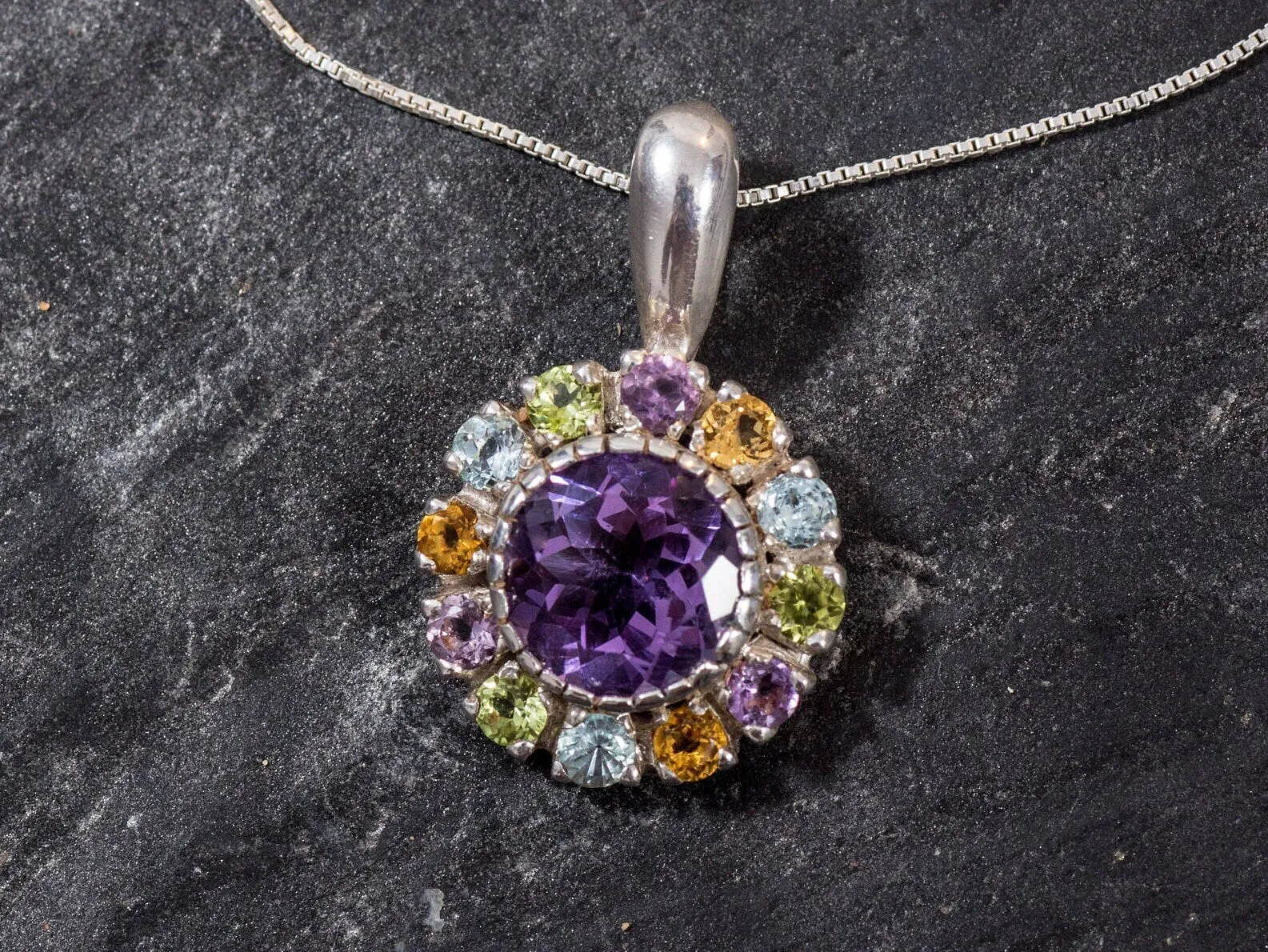 Large Amethyst Pendant - Mothers Birthstone Necklace - Victorian Statement Necklace