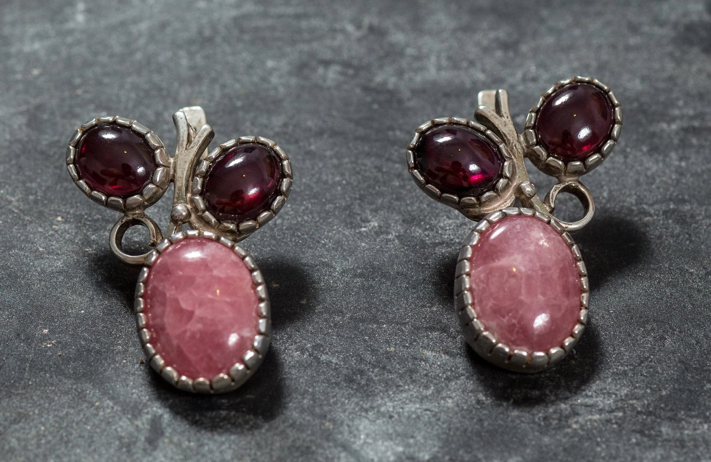 Large Pink Earrings - Rhodochrosite Earrings - Real Garnet Earrings