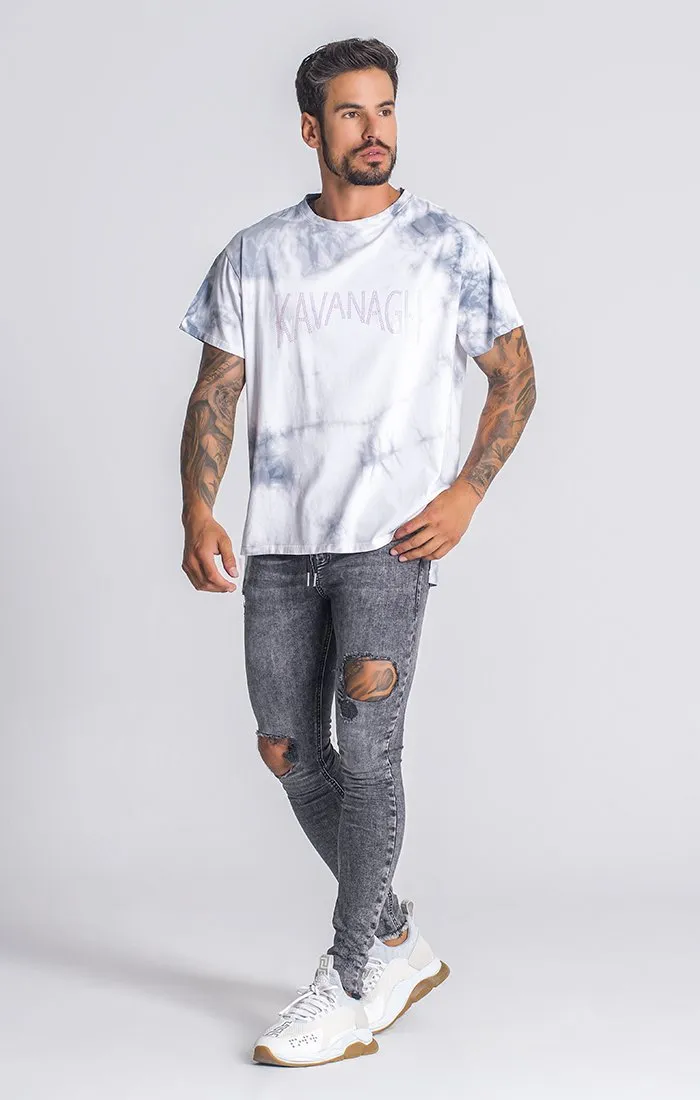 Light Grey Dripping Ice Tie Dye Tee