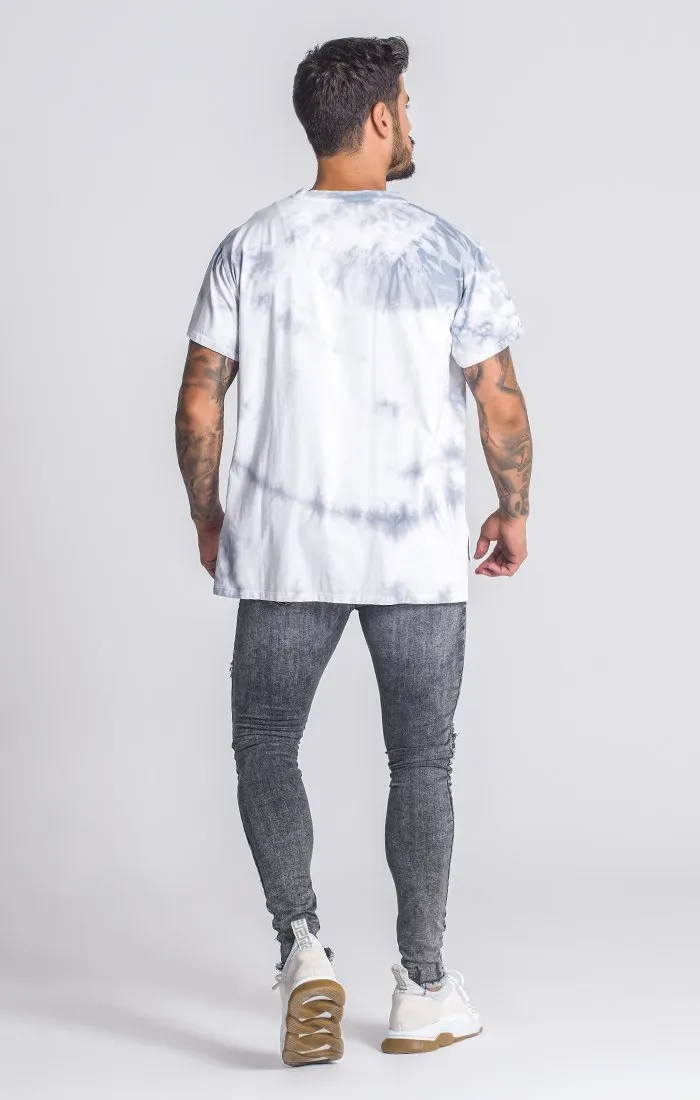 Light Grey Dripping Ice Tie Dye Tee