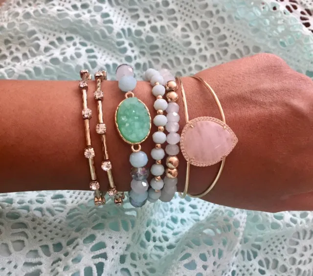 Lillia Mint Green Druzy Bracelets