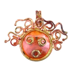 Little Crazy Haired Lady Copper Pendant