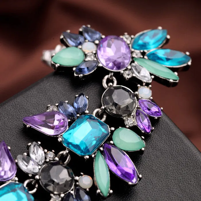 Luxury Created Crystal Flower Pendants Statement Necklace Fashion Jewelry Women Accessories