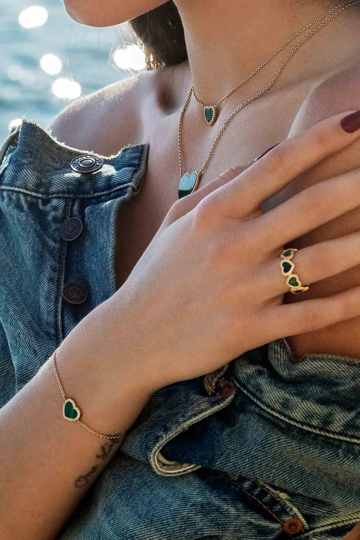 Malachite Heart Adjustable Bracelet