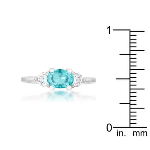 Mariah 1.2ct CZ Rhodium Aqua Simple Classic Ring