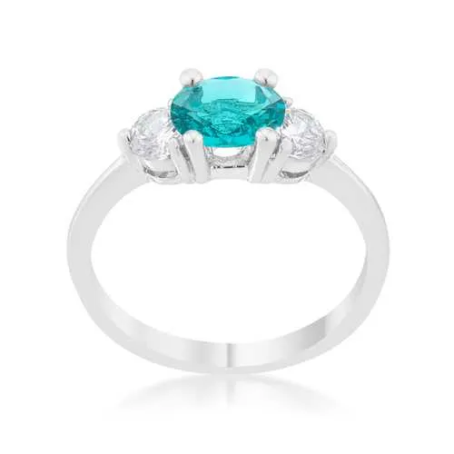 Mariah 1.2ct CZ Rhodium Aqua Simple Classic Ring