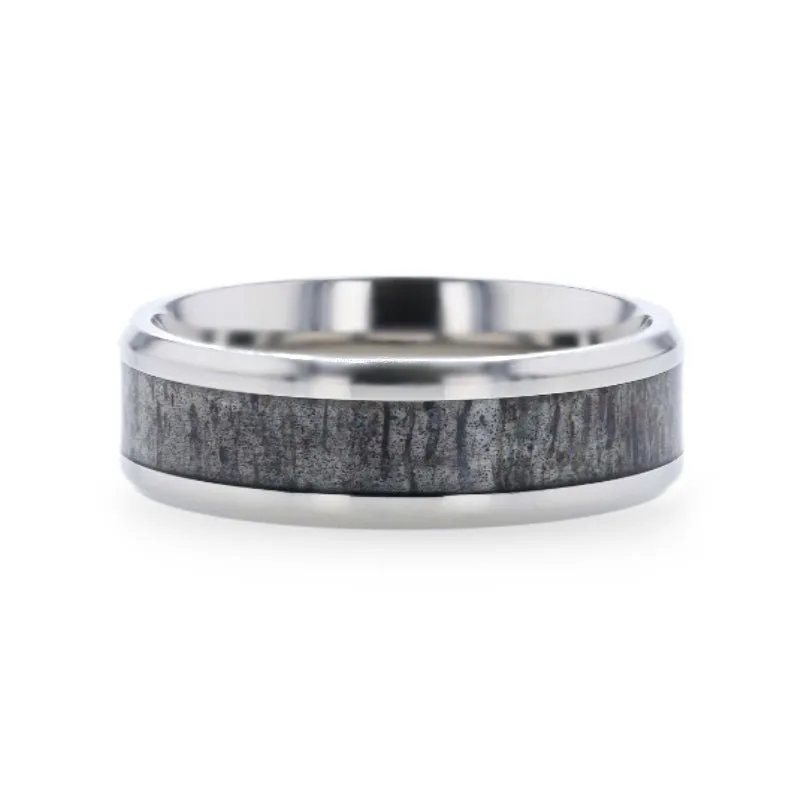 MELANISTIC | Titanium Ring Dark Deer Antler Inlay