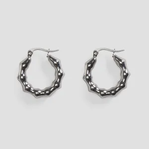 Mini Bamboo Stainless Steel Hoop Earrings