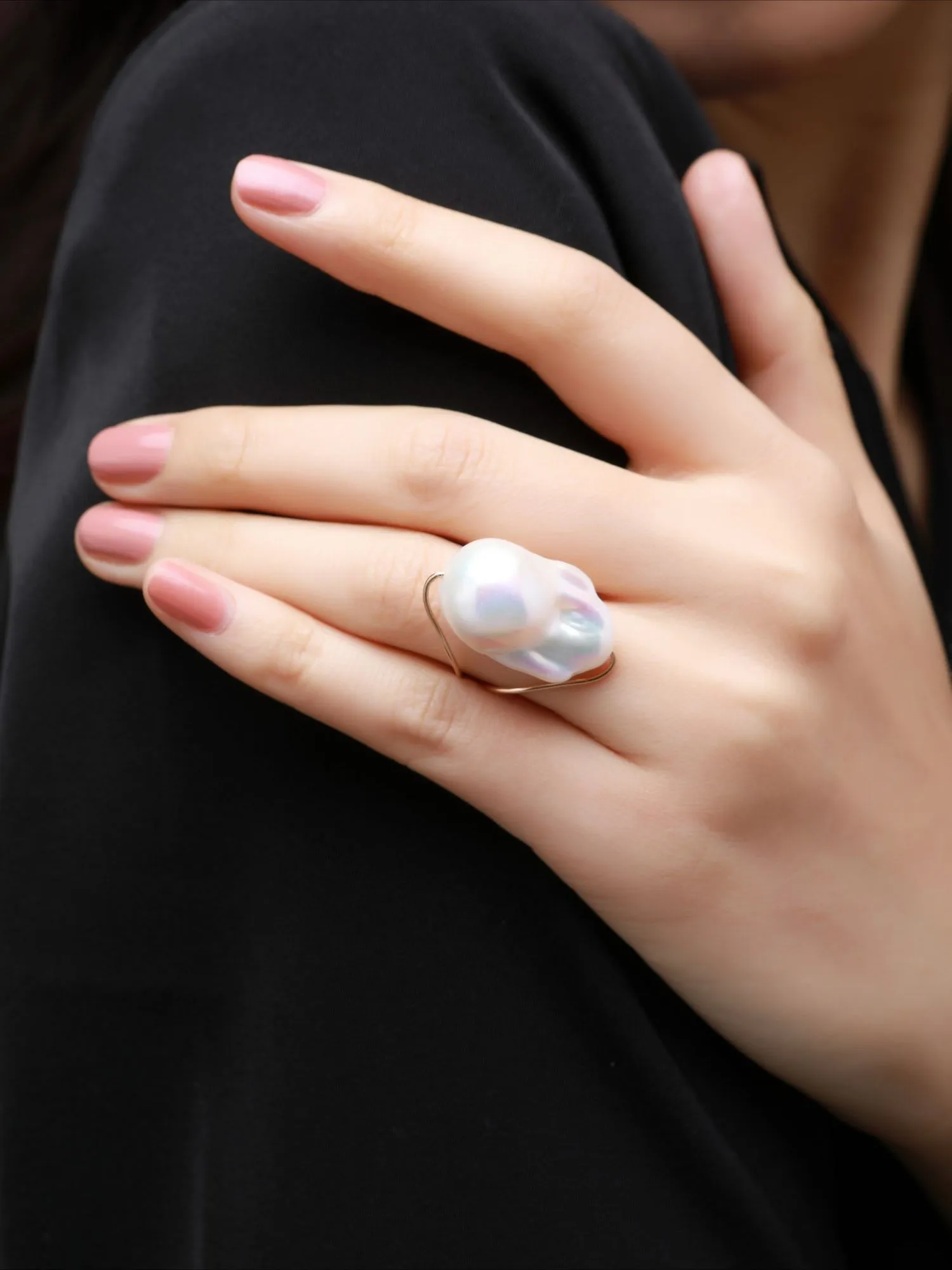 Miracle Series Minimalist Open Baroque Pearl Ring