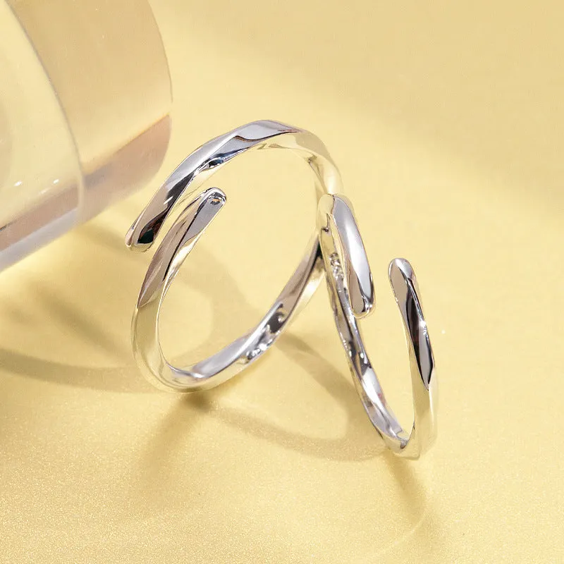 Mobius Design Polished Opening Sterling Silver Couple Rings