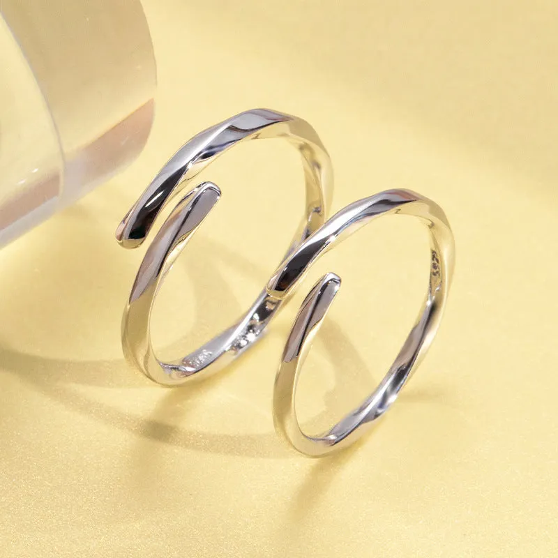 Mobius Design Polished Opening Sterling Silver Couple Rings