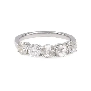 Modern 5 Stone Diamond Platinum Wedding Band