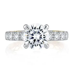 Modern Two Tone Round Cut Diamond Engagement Ring