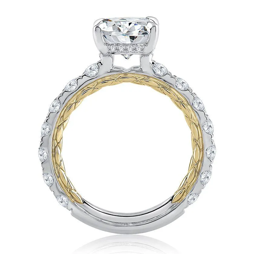 Modern Two Tone Round Cut Diamond Engagement Ring