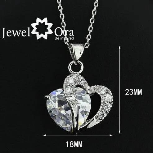 Multi-Color Heart Jewelry For Women CZ Pendant Necklace With Chain Necklaces & Pendants Gift For Girls (JewelOra PE000047)