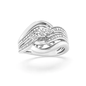 Multi Swirl Ring with 0.05ct of Diamonds in Sterling Silver