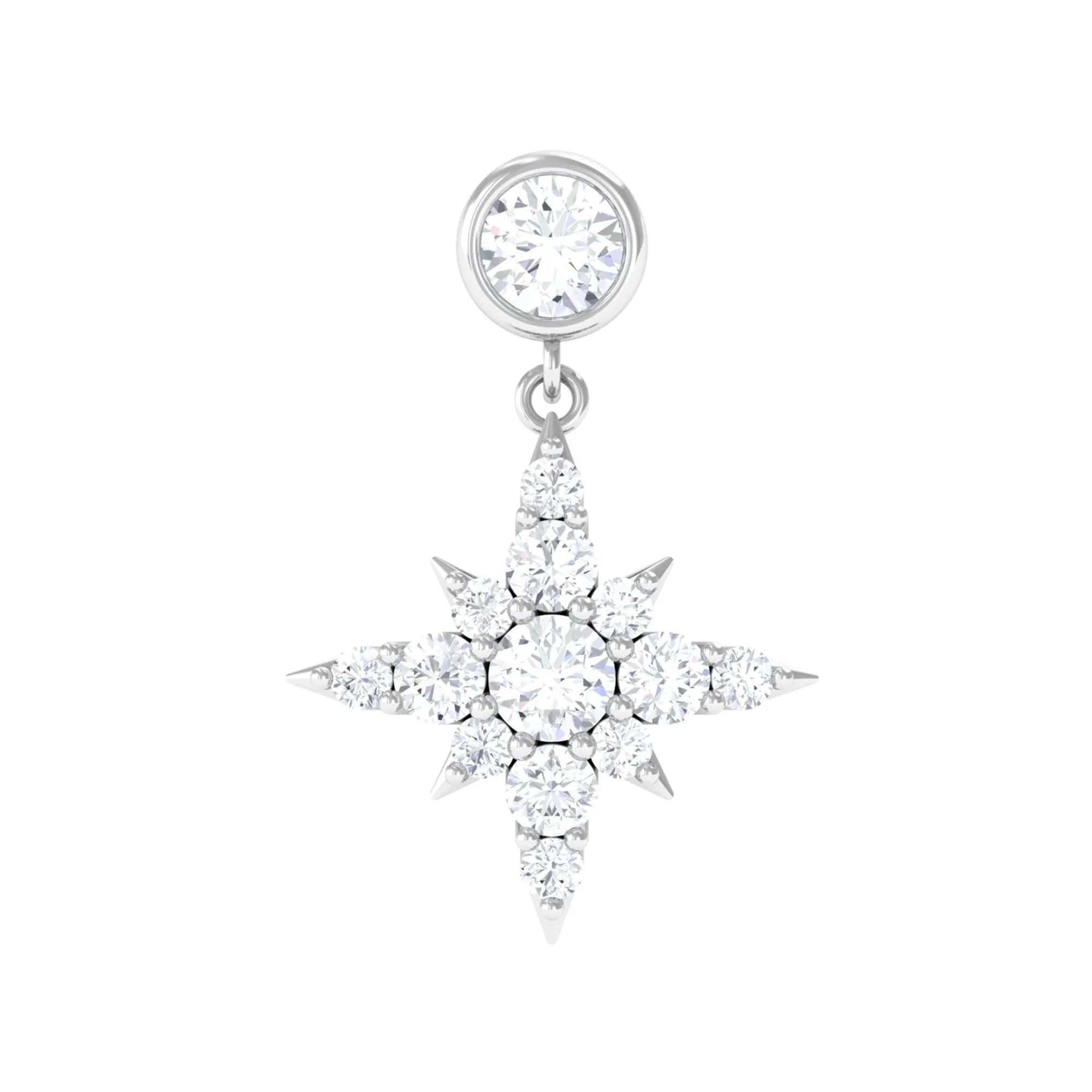 Natural Diamond Starburst Drop Earring