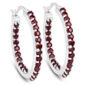 Natural Garnet Hoop Earrings