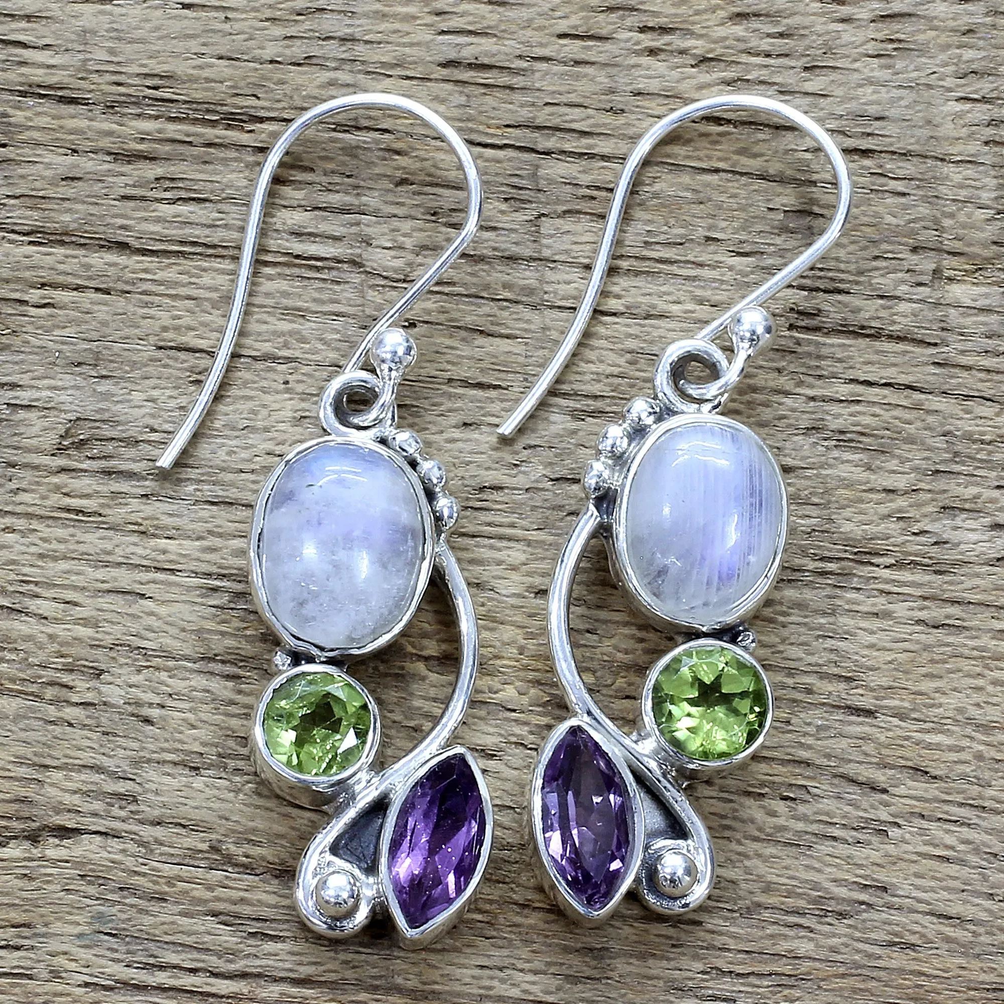 Natural Glamour Rainbow Moonstone Earrings