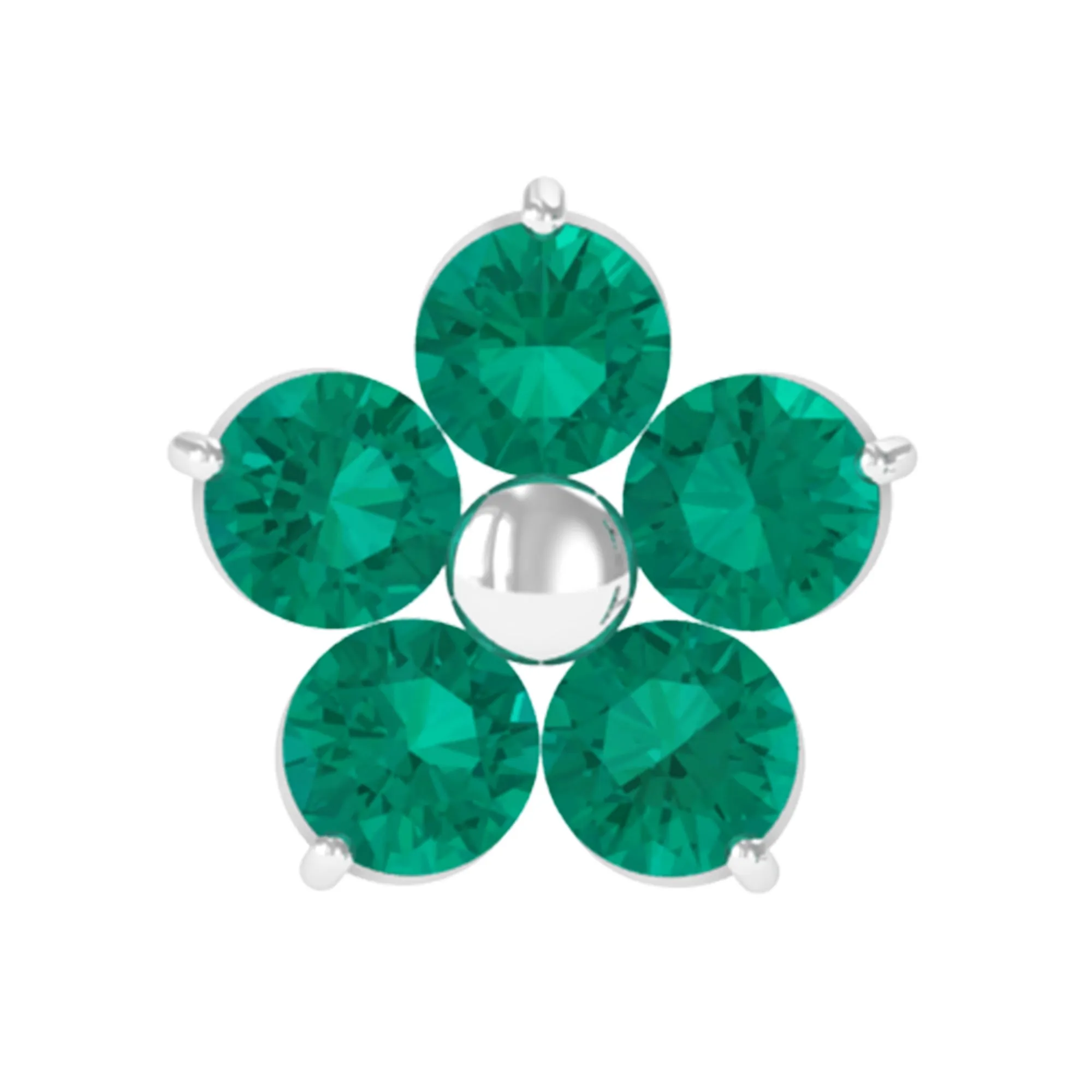 Natural Green Emerald Gold Flower Conch Earring