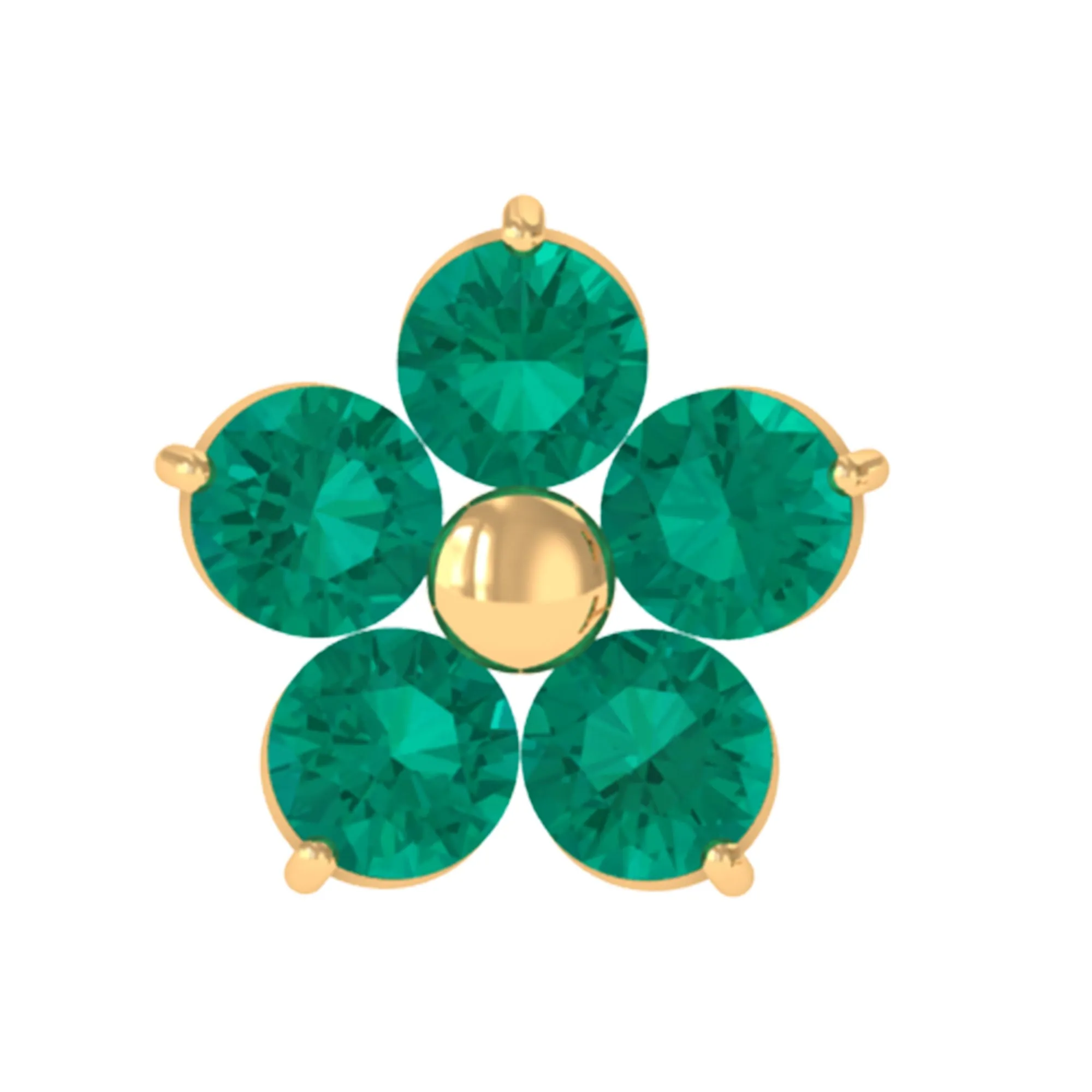 Natural Green Emerald Gold Flower Conch Earring