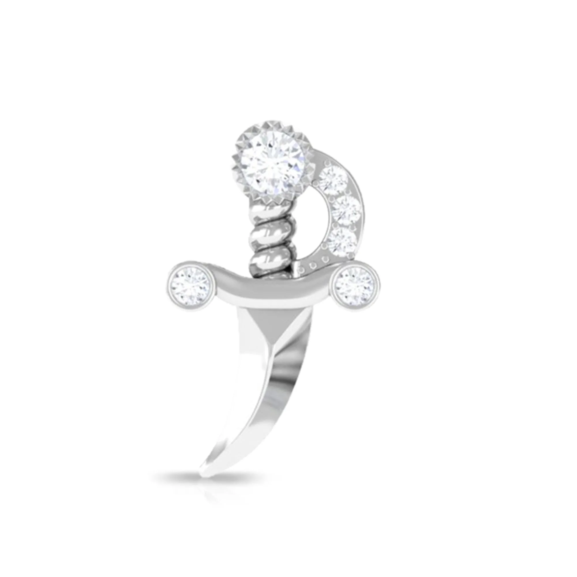 Natural Round Diamond Dagger Helix Earring