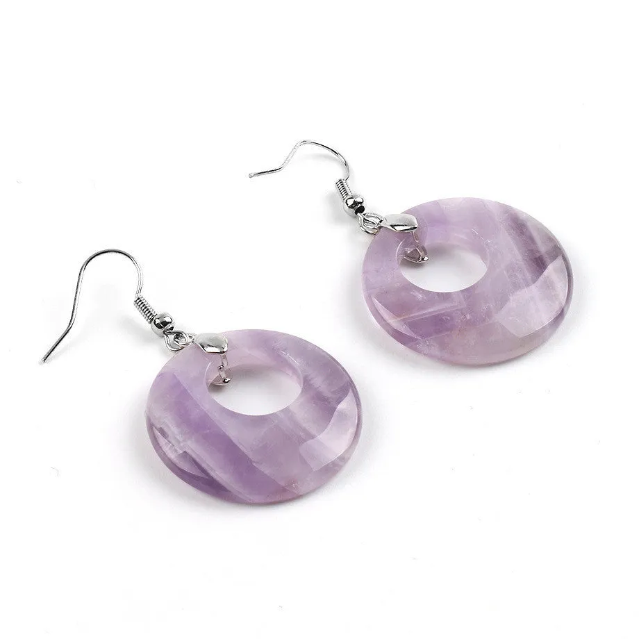 Natural stone agate crystal earrings