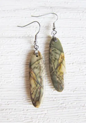 Natural Yellow Picasso Jasper Stone Earrings (1 pair)