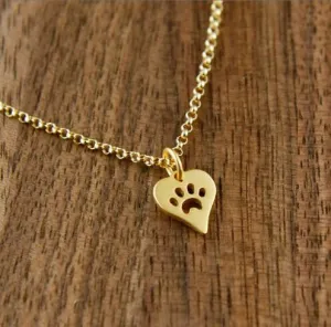 New Fashion Dog Paw Print Heart Necklace for Women Spring Style Animal Pet Puppy  Palm Paw Mark Print Necklace Party Gifts XL214