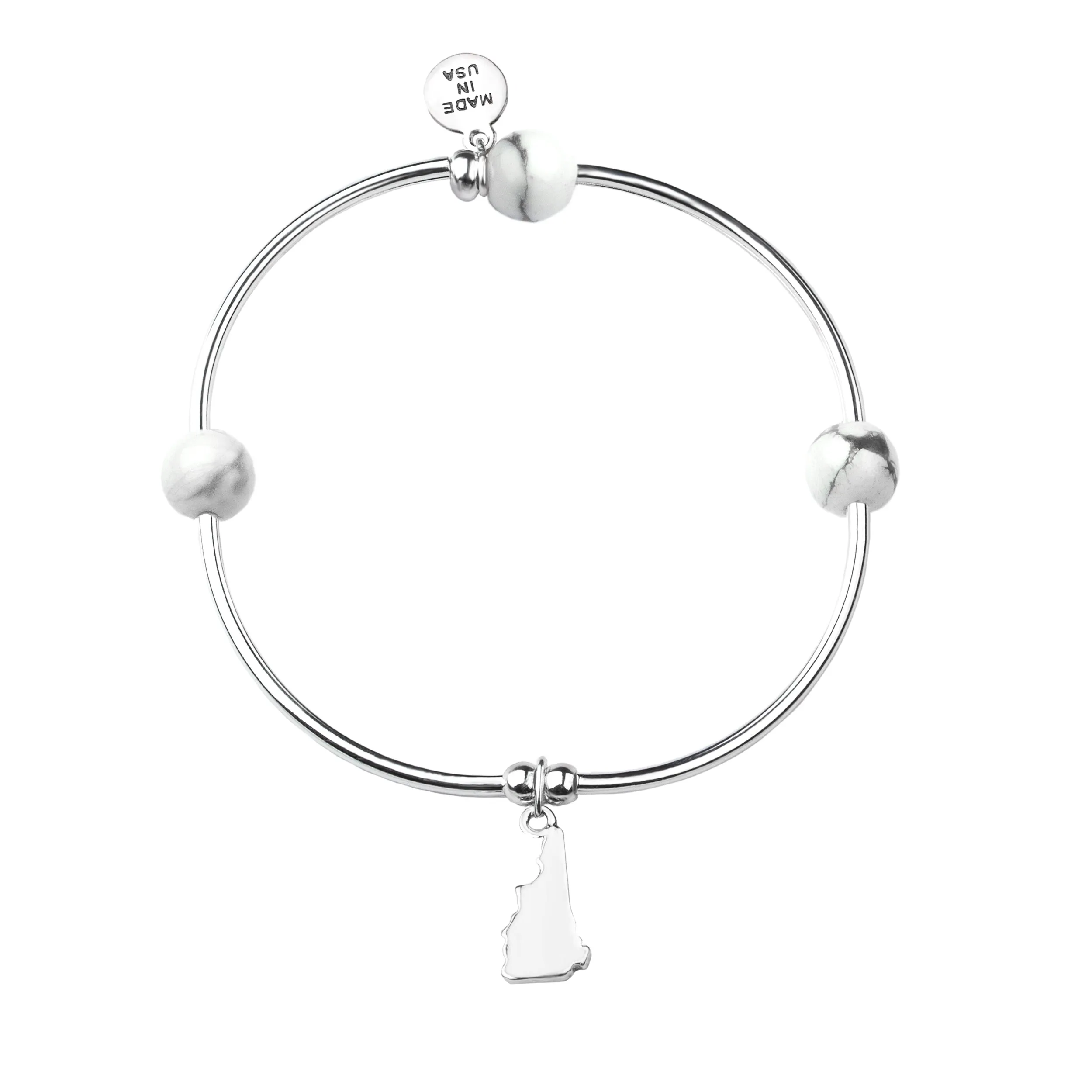 New Hampshire | Bangle Charm Bracelet | Howlite-Calmness