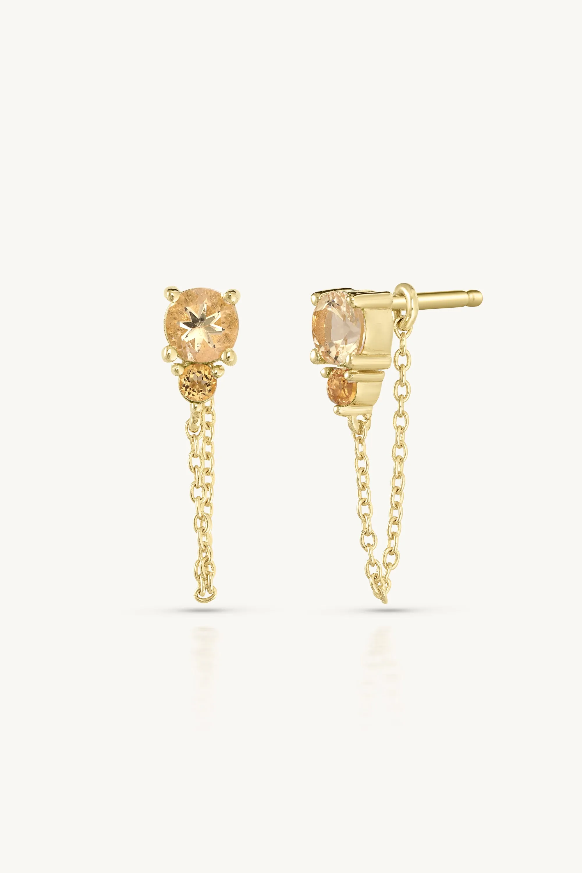 November Ombre Citrine Birthstone Gold Stud