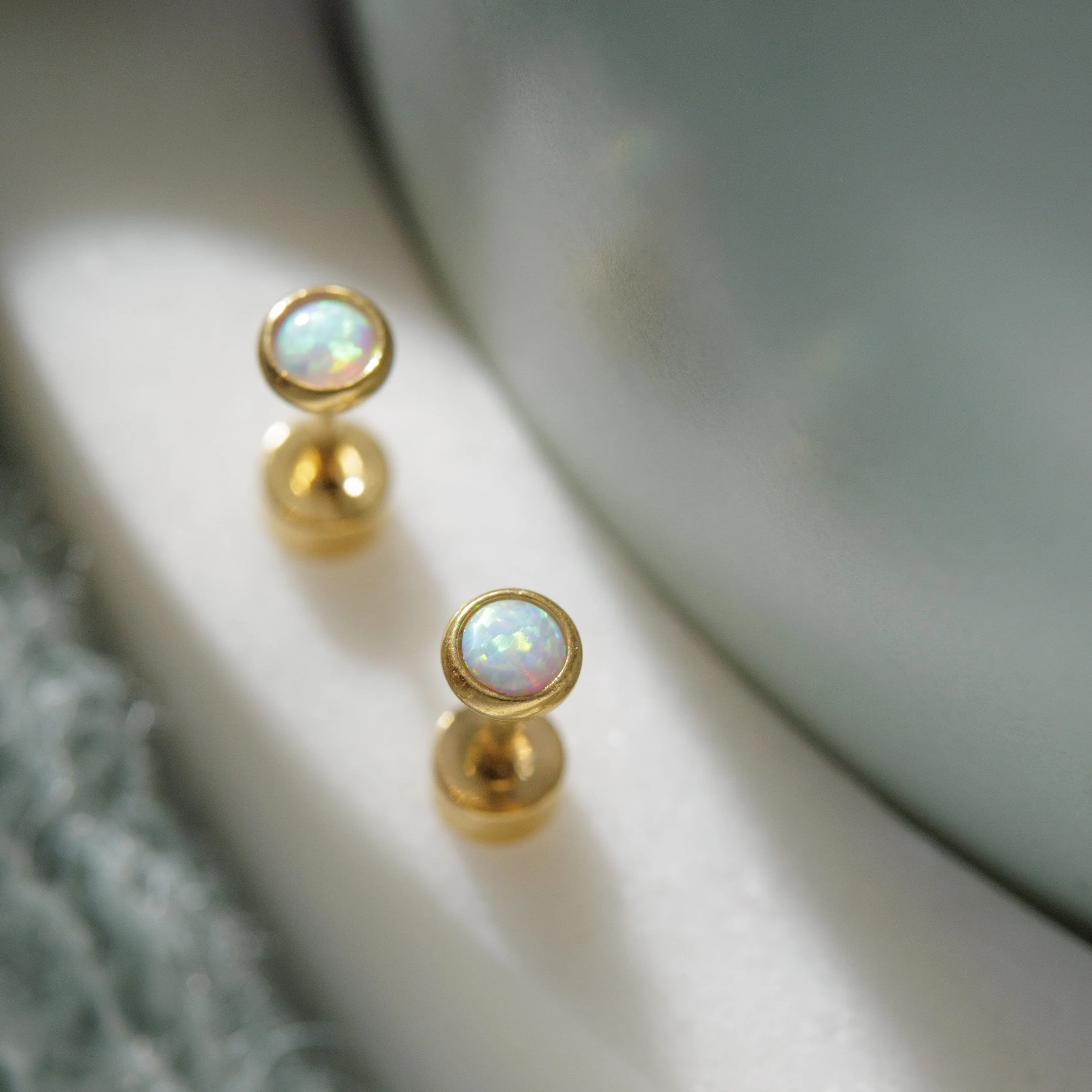 Opal Bezel Screw Back Studs