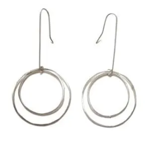 Open Circle Earrings with 1 Large & 1 Medium Sterling Silver Circle