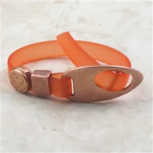 Orange Ultra-lite Bracelet Soft Supple Vinyl Cord Copper Accent