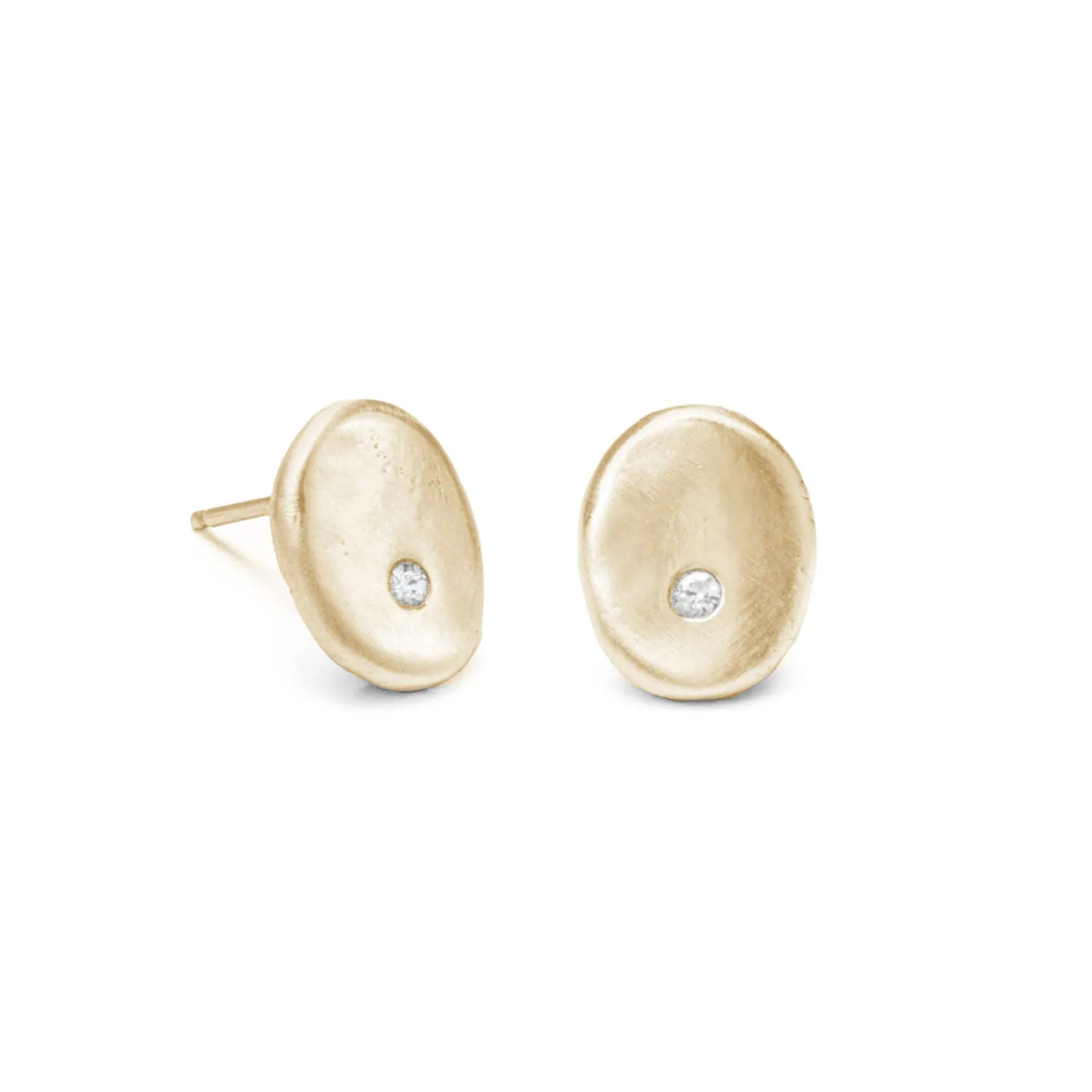 Oval Studs with Diamonds