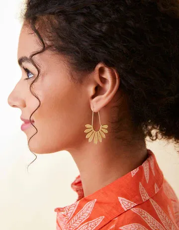 Palmetto Hoop Earrings Gold