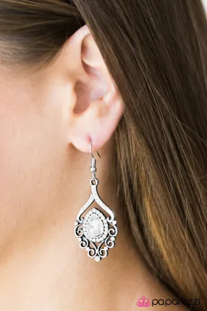 Paparazzi Earring ~ I Think I GLAM - White