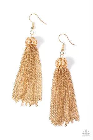 Paparazzi Earring ~ Oh My Tassel - Gold