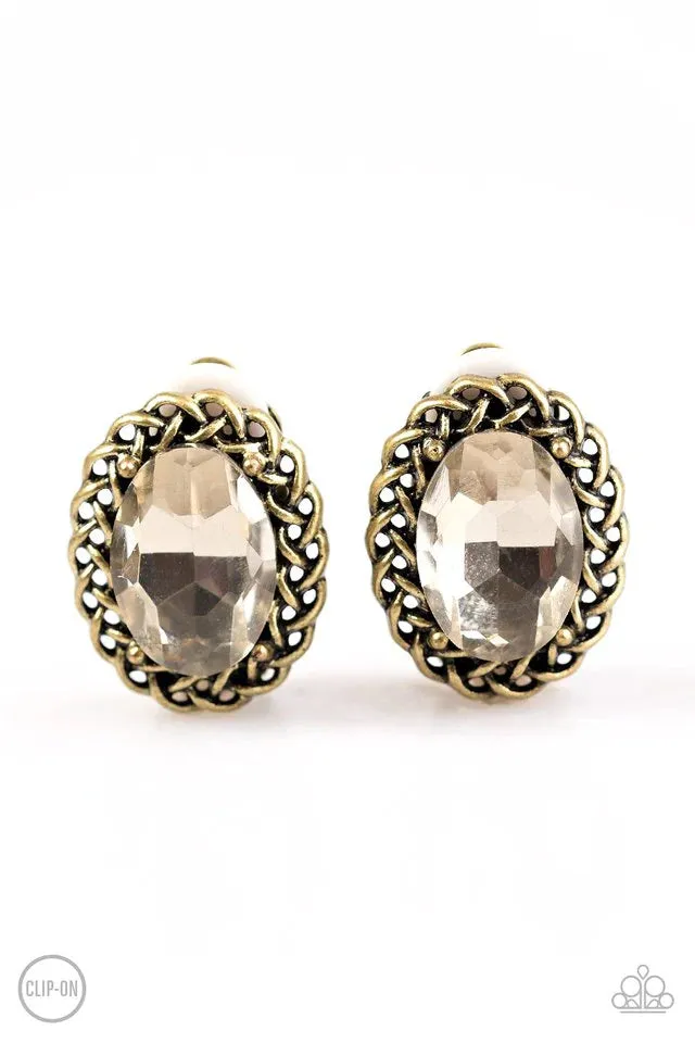 Paparazzi Earring ~ Royal CHAIN - Brass